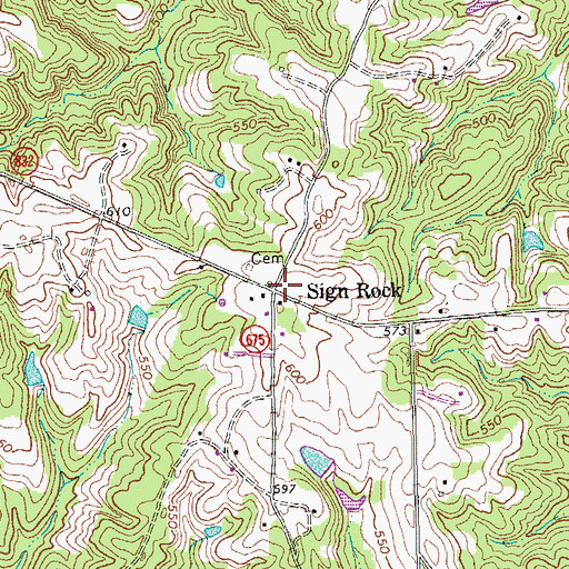 Topographic Map of Sign Rock, VA