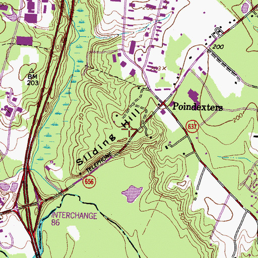Topographic Map of Sliding Hill, VA