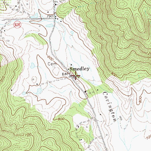 Topographic Map of Smedley, VA