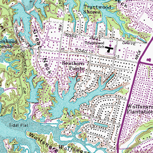 Topographic Map of Southern Points, VA