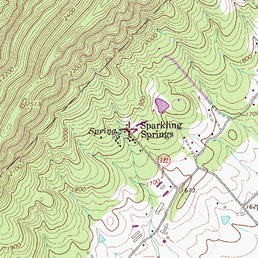 Topographic Map of Sparkling Springs, VA