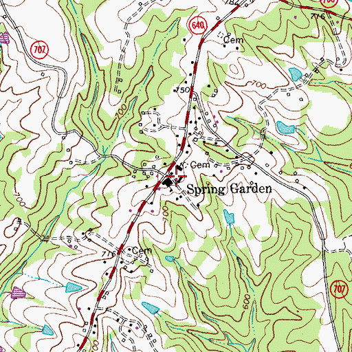Topographic Map of Spring Garden, VA