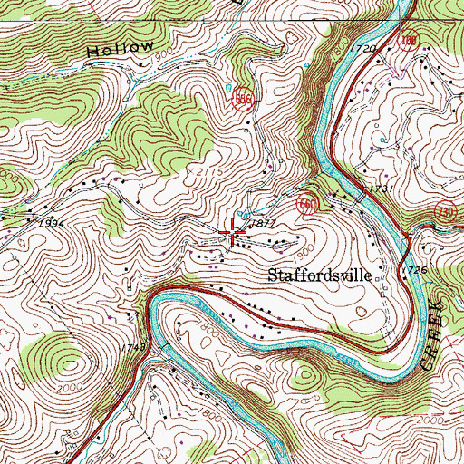 Topographic Map of Staffordsville, VA