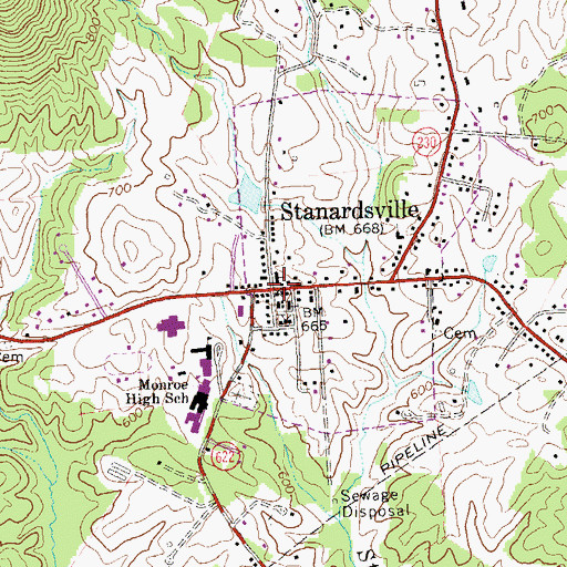 Topographic Map of Stanardsville, VA