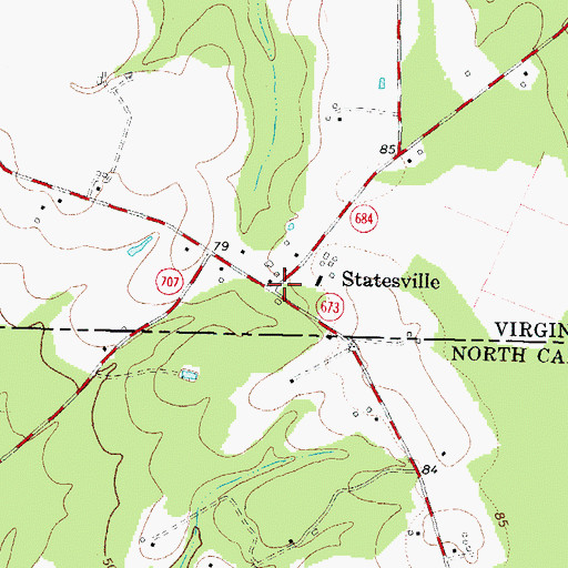Topographic Map of Statesville, VA