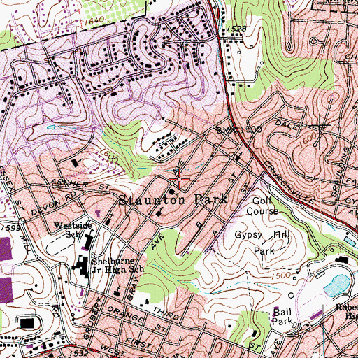 Topographic Map of Staunton Park, VA