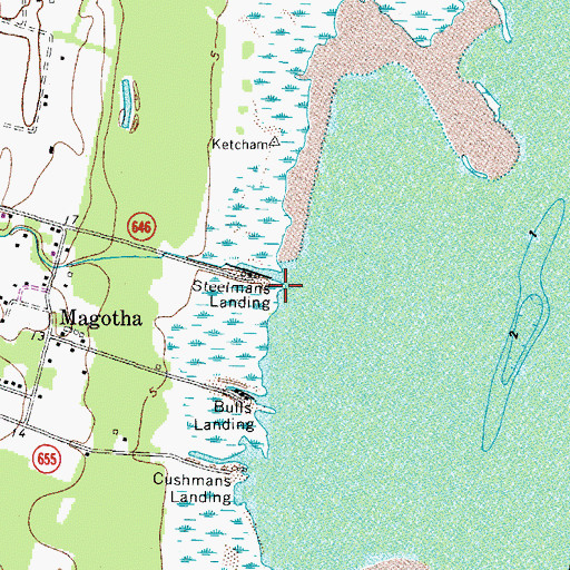 Topographic Map of Steelmans Landing, VA