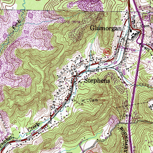 Topographic Map of Stephens, VA