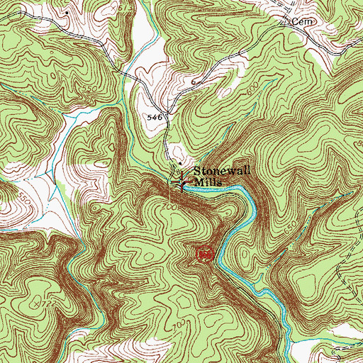Topographic Map of Stonewall Mills, VA