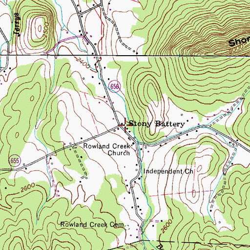 Topographic Map of Stony Battery, VA