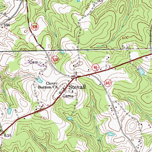 Topographic Map of Stovall, VA