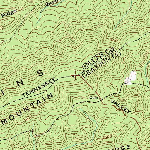 Topographic Map of Straight Mountain, VA