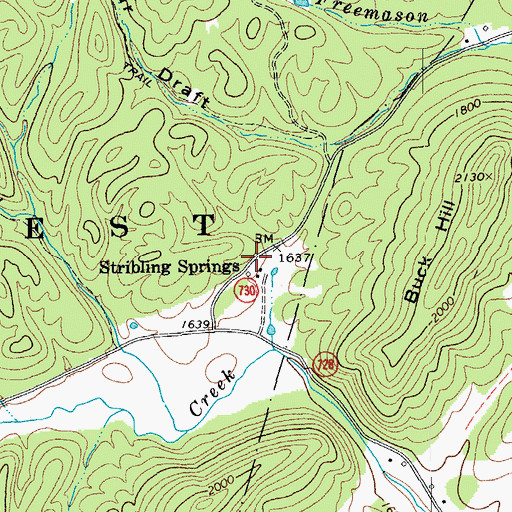 Topographic Map of Stribling Springs, VA