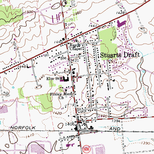 Topographic Map of Stuarts Draft, VA