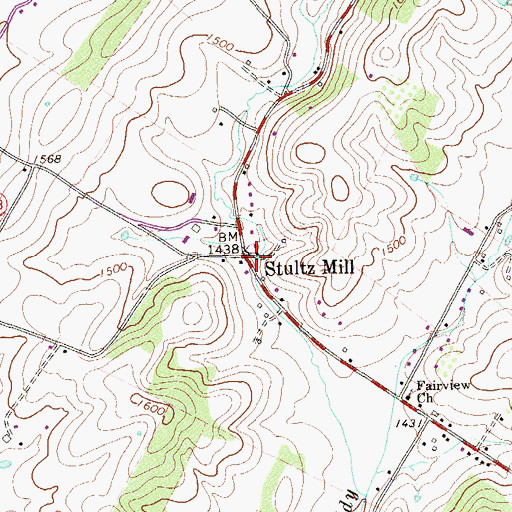 Topographic Map of Stultz Mill, VA