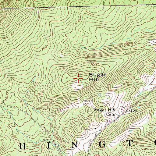 Topographic Map of Sugar Hill, VA