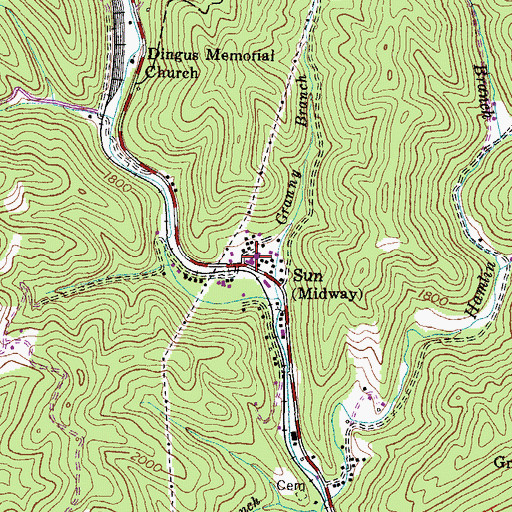 Topographic Map of Sun, VA