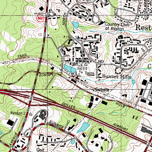 Topographic Map of Sunset Hills, VA