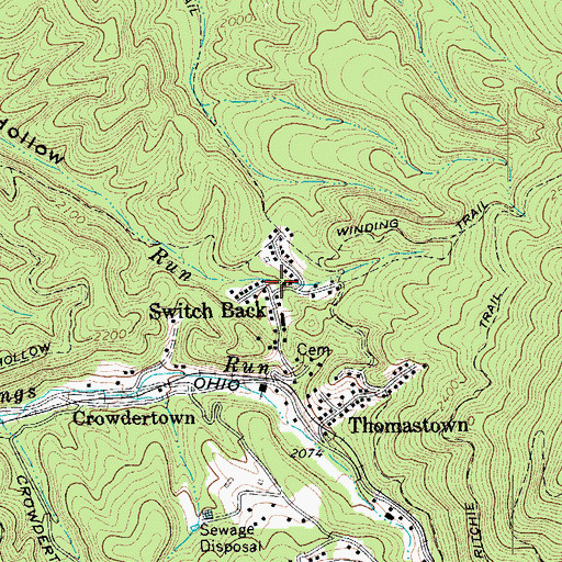 Topographic Map of Switch Back, VA