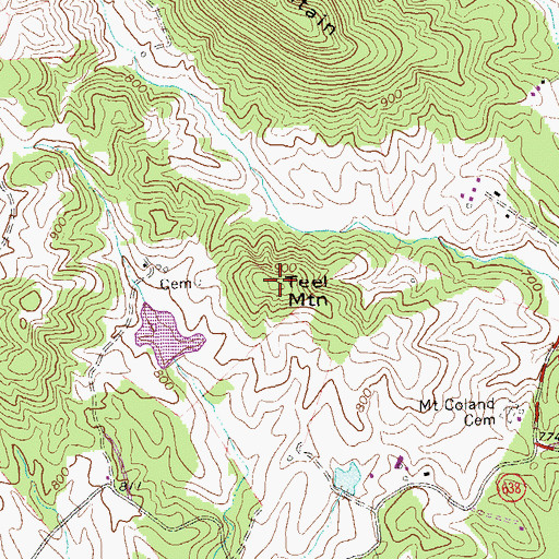 Topographic Map of Teel Mountain, VA