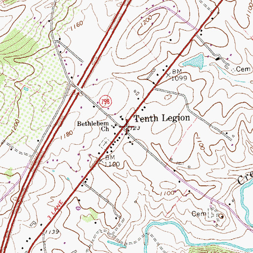 Topographic Map of Tenth Legion, VA