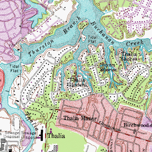 Topographic Map of Thalia Gardens, VA