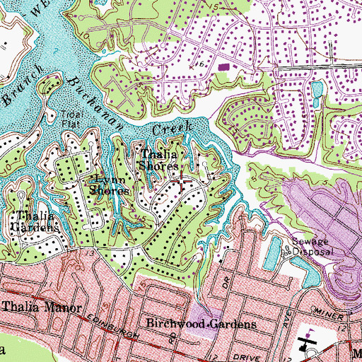 Topographic Map of Thalia Shores, VA