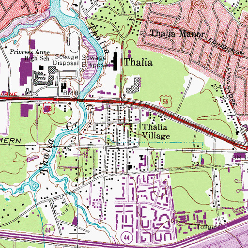 Topographic Map of Thalia Village, VA