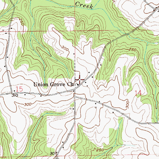 Topographic Map of Union Grove Baptist Church, AL
