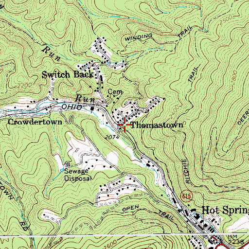 Topographic Map of Thomastown, VA