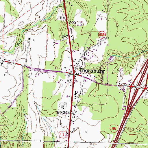 Topographic Map of Thornburg, VA