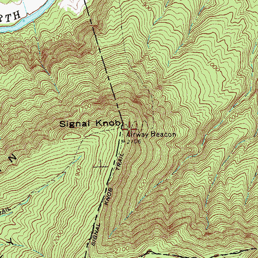 Topographic Map of Three Top Mountain, VA