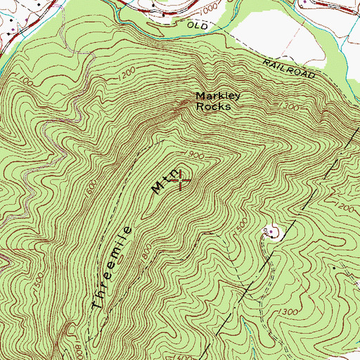 Topographic Map of Threemile Mountain, VA