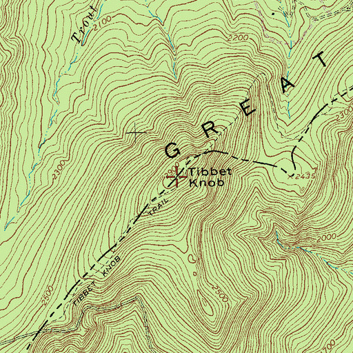 Topographic Map of Tibbet Knob, VA
