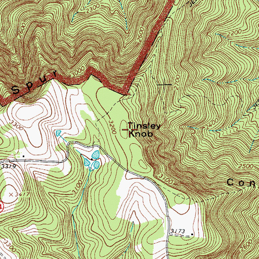 Topographic Map of Tinsley Knob, VA