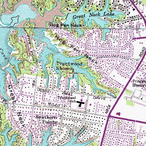 Topographic Map of Trantwood Shores, VA