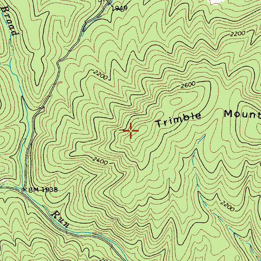 Topographic Map of Trimble Mountain, VA