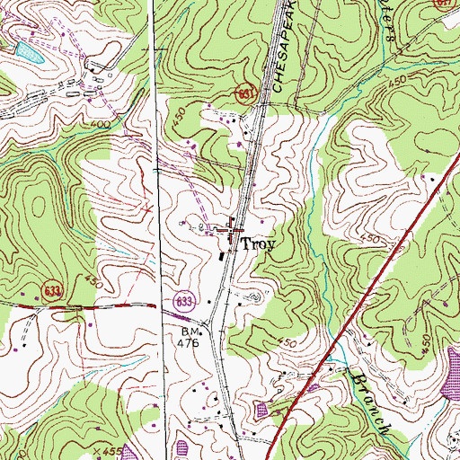 Topographic Map of Troy, VA