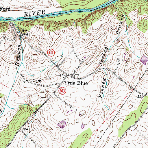 Topographic Map of True Blue, VA