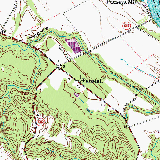 Topographic Map of Tunstall, VA