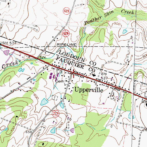 Topographic Map of Upperville, VA