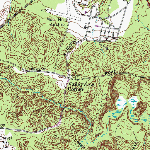 Topographic Map of Valleyview Corner, VA