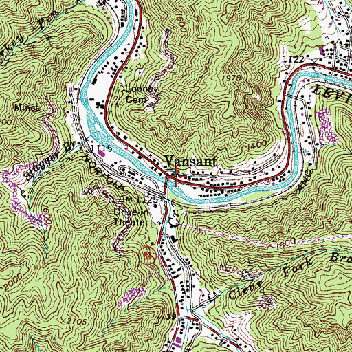 Topographic Map of Vansant, VA