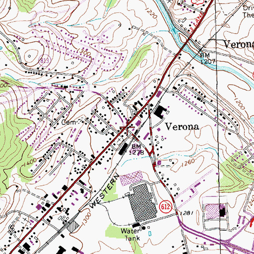 Topographic Map of Verona, VA