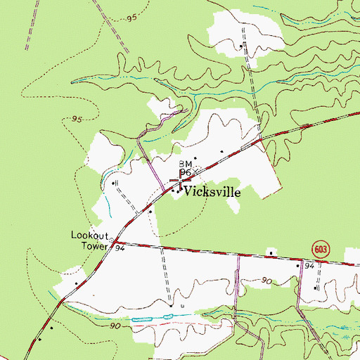 Topographic Map of Vicksville, VA