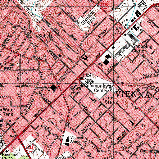 Topographic Map of Vienna, VA