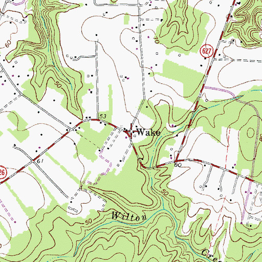Topographic Map of Wake, VA