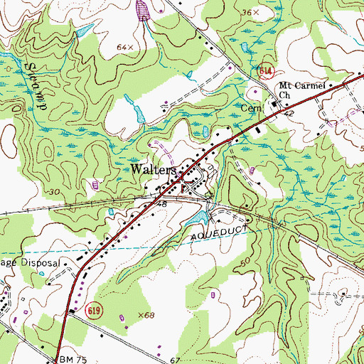 Topographic Map of Walters, VA