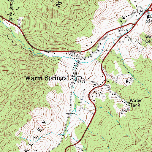 Topographic Map of Warm Springs, VA
