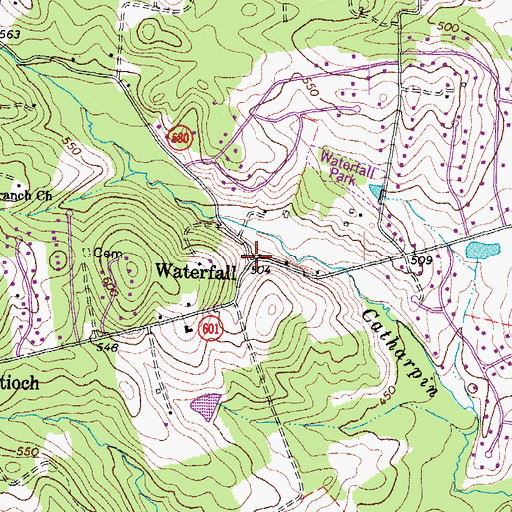 Topographic Map of Waterfall, VA